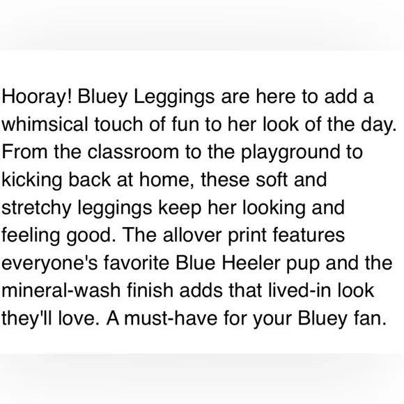 🔴 3/$12 Bluey themed Patterned Kids‎ Leggings! NWT! - Picture 3 of 8